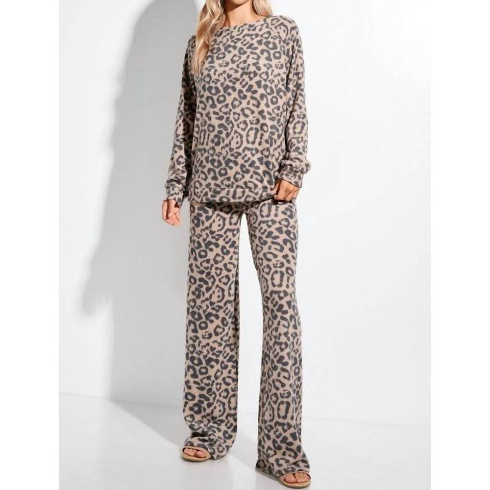 NEW PHIL LOVE leopard loungewear set in taupe/black